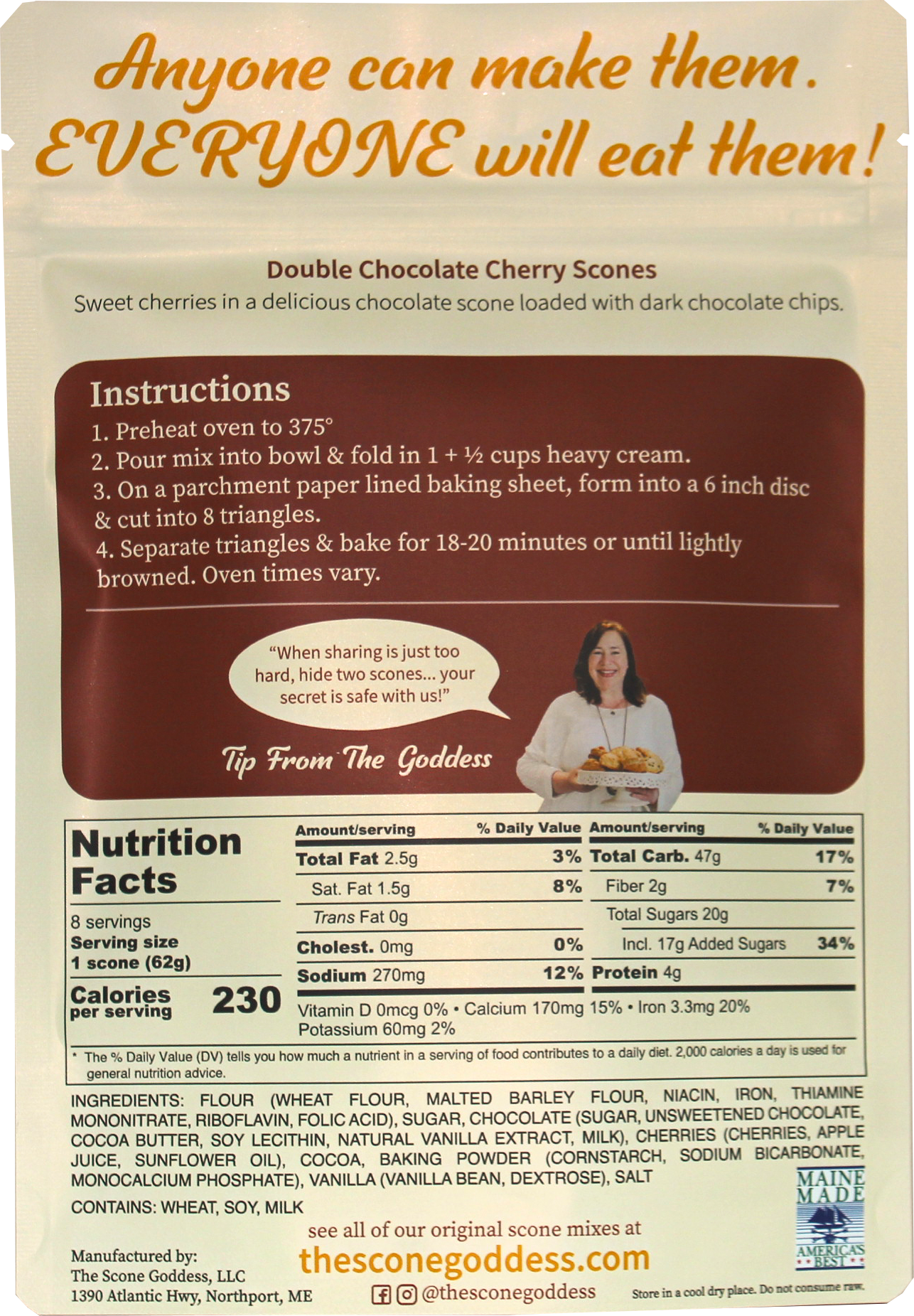 Double Chocolate Cherry Premium Scone Mix