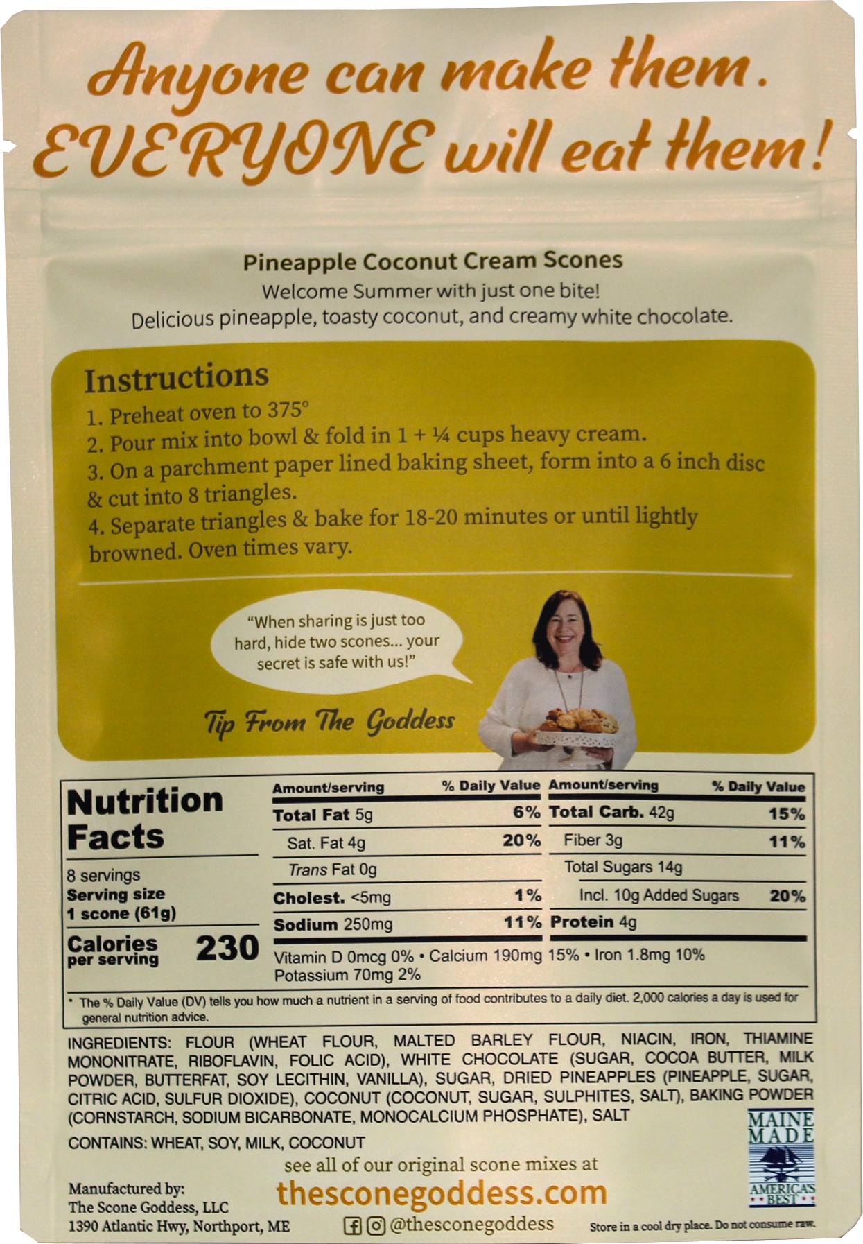 Pineapple Coconut Cream Premium Scone Mix- PRE-ORDER for April 10th Ship