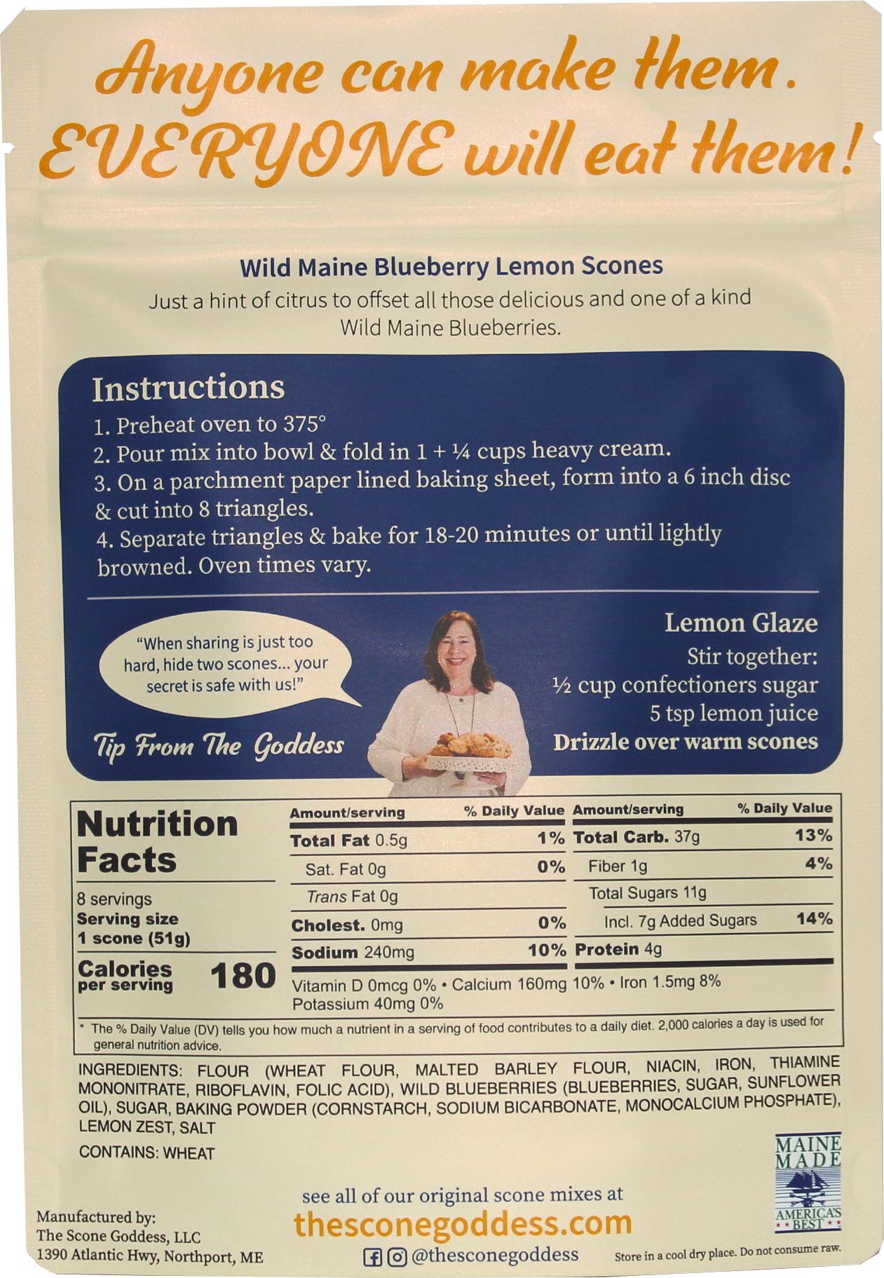 [Wholesale] Case of 6x Wild Maine Blueberry Lemon Premium Scone Mix