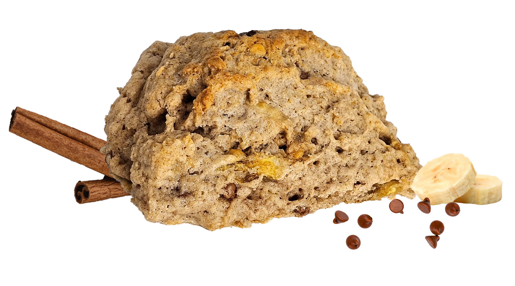 Close-up of a warm Bananas Foster scone, baked from The Scone Goddess premium scone mix