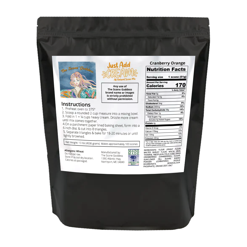 Just Add Cream - Cranberry Orange Premium Scone Mix - 10lbs