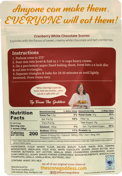 [Wholesale] Case of 6x Cranberry White Chocolate Premium Scone Mix