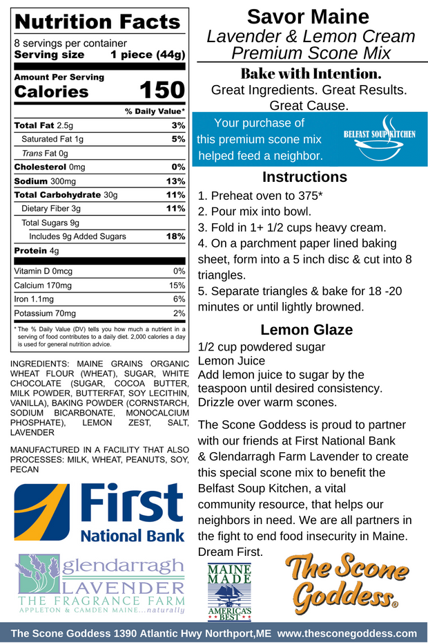 SAVOR MAINE Lavender Lemon Cream  Premium Scone Mix- PRE-ORDER