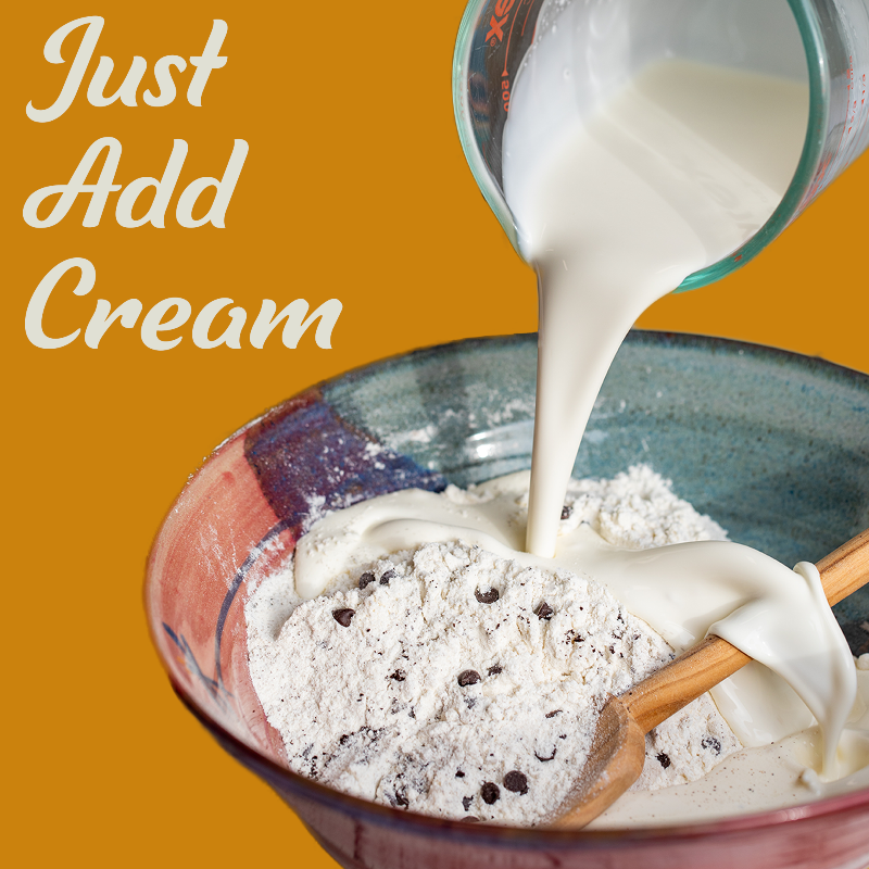 Just add cream to make The Scone Goddess scones. 